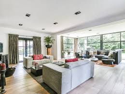 Modern living room with large windows